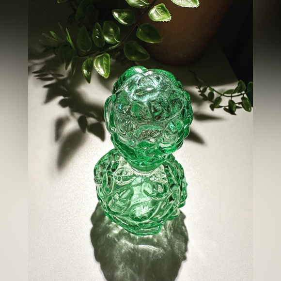 Vintage 1960s I. W. Rice & Co. Green Glass Rose Perfume Bottle w/ Stopper - Picture 4 of 7